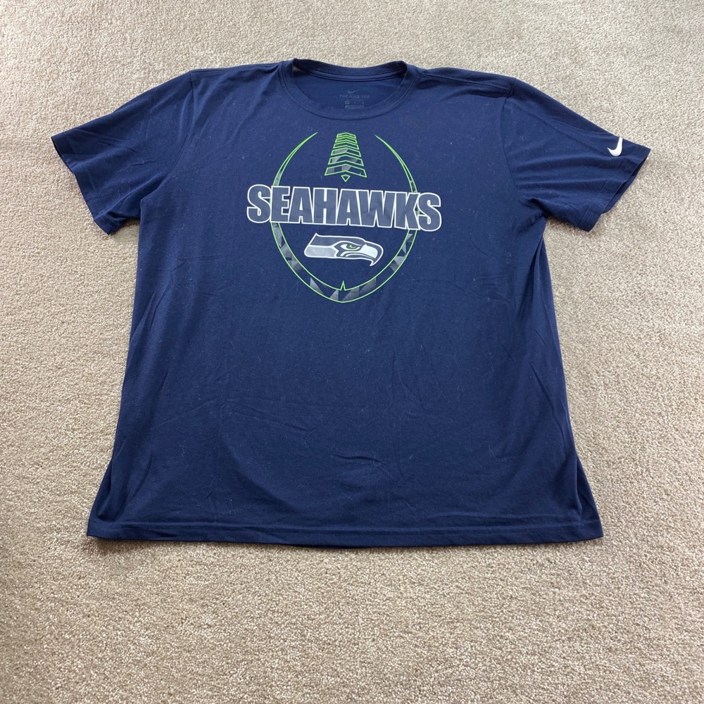 Nike Shirt Mens XL Blue Seattle Seahawks Dri-FIT Short‎ Sleeve Graphic Tee